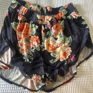 Old Navy Floral Athletic Shorts - Black, Orange, Green